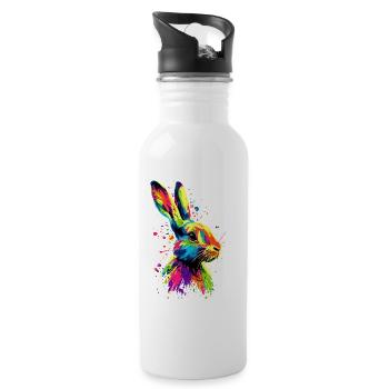 Hase Kaninchen Liebhaber Feldhase Bunny Süße Hasen - Trinkflasche mit integriertem Trinkhalm - Weiß - Rechts