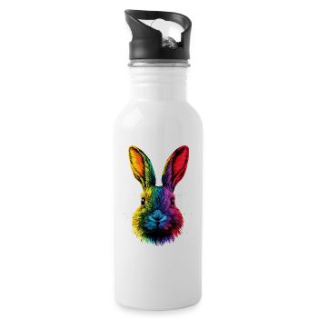 Hase Kaninchen Liebhaber Feldhase Bunny Süße Hasen - Trinkflasche mit integriertem Trinkhalm - Weiß - Rechts