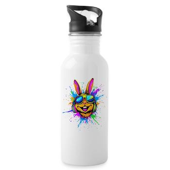 Hase Kaninchen Liebhaber Feldhase Bunny Süße Hasen - Trinkflasche mit integriertem Trinkhalm - Weiß - Rechts