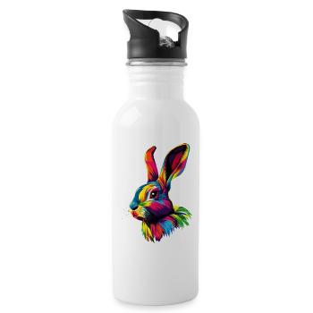 Hase Kaninchen Liebhaber Feldhase Bunny Süße Hasen - Trinkflasche mit integriertem Trinkhalm - Weiß - Rechts