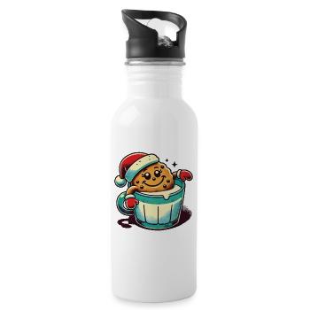 Christmas Retro Vintage Cookie Cup - Water bottle with straw - white - Right