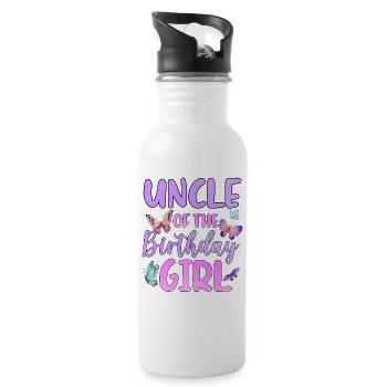Uncle Of The Birthday Girl - Water bottle with straw - white - Right