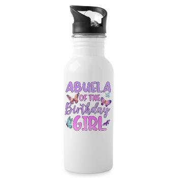 Abuela Of The Birthday Girl - Water bottle with straw - white - Right