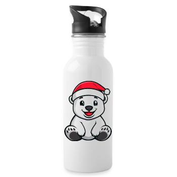 Polar Bear Christmas - Water bottle with straw - white - Right