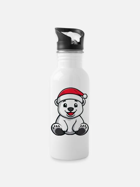 Polar Bear Christmas - Water bottle with straw - white
