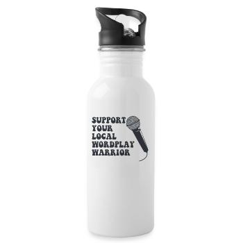 Poetry Slam Pun Warrior Slam Poetry - Water bottle with straw - white - Right
