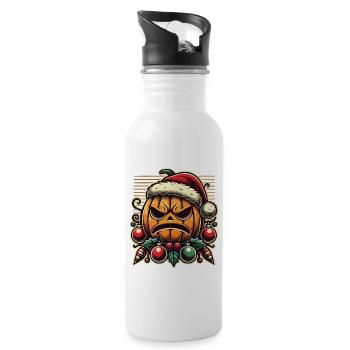Halloween Weihnachten Kürbis Spaß - Trinkflasche mit integriertem Trinkhalm - Weiß - Rechts
