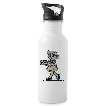 Cheerful cook with biscuits - Water bottle with straw - white - Right