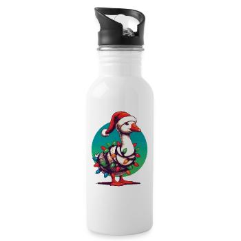 gWeihnachten Lustiger Tollpatsch Gans - Trinkflasche mit integriertem Trinkhalm - Weiß - Rechts