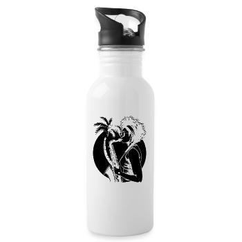 Saxophonspielerin - Trinkflasche mit integriertem Trinkhalm - Weiß - Rechts