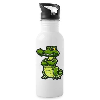 Alligator Comic - Water bottle with straw - white - Right
