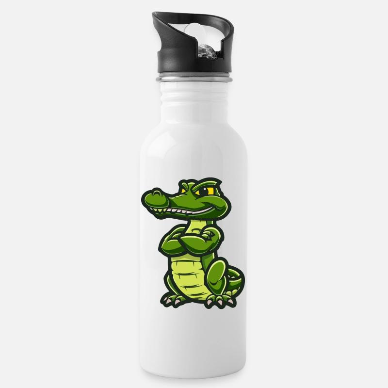 Bande dessinée alligator - Gourde avec paille intégrée - blanc