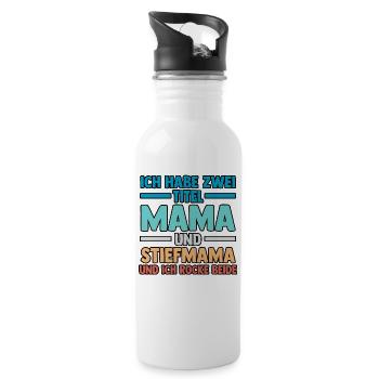 Ich Habe Zwei Titel Mama Und Stiefmama - Trinkflasche mit integriertem Trinkhalm - Weiß - Rechts