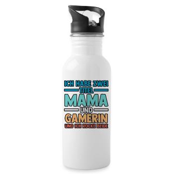 Mutter Gamerin Gamer Zocken Mama - Trinkflasche mit integriertem Trinkhalm - Weiß - Rechts