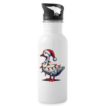 Oie de Noël drôle et maladroite - Gourde avec paille intégrée - blanc - Droite