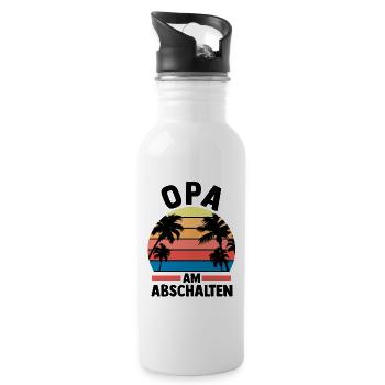Urlaub Urlauber Großvater Opa - Trinkflasche mit integriertem Trinkhalm - Weiß - Rechts