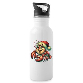 Christmas lobster with cap - Water bottle with straw - white - Right