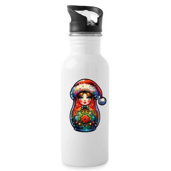 Russian Matryoshka Christmas Russia - Water bottle with straw - white - Right