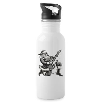 Rocking Santa Claus with guitar - Water bottle with straw - white - Right
