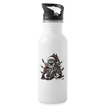 Weihnachtsmann Stromschlag Düsteres Kunstwerk - Trinkflasche mit integriertem Trinkhalm - Weiß - Rechts