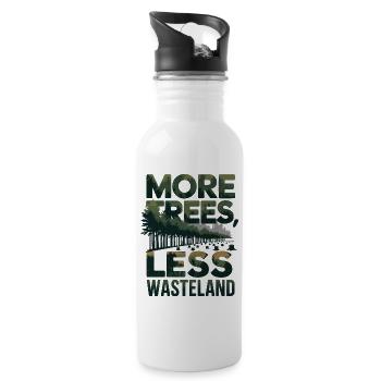Mehr Bäume Weniger Brachland Naturschutz - Trinkflasche mit integriertem Trinkhalm - Weiß - Rechts