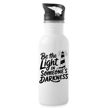 Leuchtturm motivierende Spruch - Positives Denken - Trinkflasche mit integriertem Trinkhalm - Weiß - Rechts