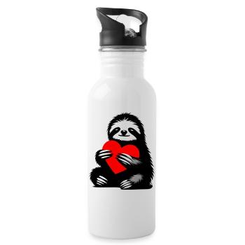Faultier - Trinkflasche mit integriertem Trinkhalm - Weiß - Rechts