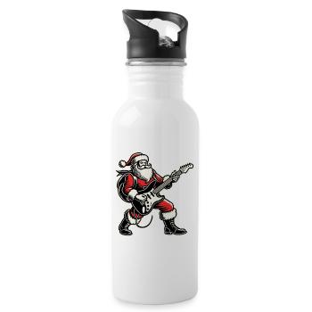 Christmas skirt Santa with guitar - Water bottle with straw - white - Right