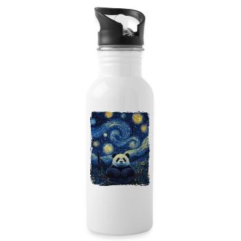 Panda Ours Animal Ciel Nocturne Étoilé Peinture - Gourde avec paille intégrée - blanc - Droite