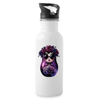 Russian Girl Matroschka Moskau mit Sonnenbrille - Trinkflasche mit integriertem Trinkhalm - Weiß - Rechts