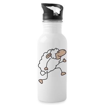 Les moutons se promènent joyeusement, dansent fièrement, font de la randonnée - Gourde avec paille intégrée - blanc - Droite
