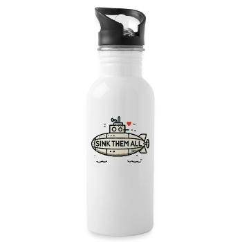 Sink 'em all submarine - Water bottle with straw - white - Right