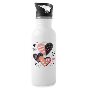 Heart Pattern Heart Pattern Valentine's Day Love Gift - Water bottle with straw - white - Right