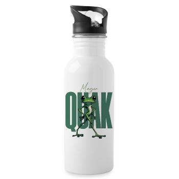 Cooler Cartoon-Frosch „Mager Quak“ Wortspiel - Trinkflasche mit integriertem Trinkhalm - Weiß - Rechts
