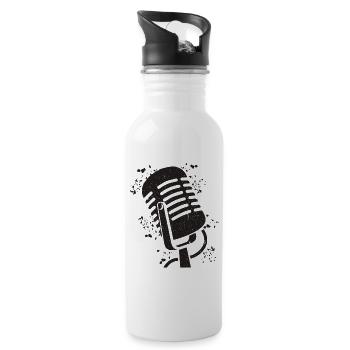 Microphone Poetry Slam Podcast Singer - Water bottle with straw - white - Right