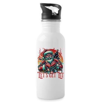 Weihnachtsspaß Mit Let's Get Lit Motiv - Trinkflasche mit integriertem Trinkhalm - Weiß - Rechts