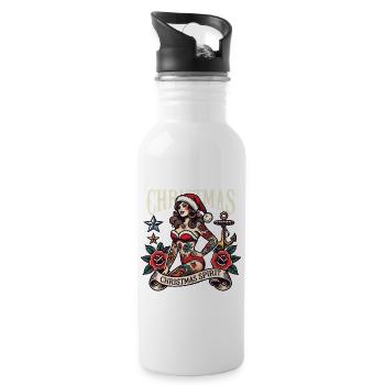 Christmas Spirit Streetwear Tattoo Ästhetik - Trinkflasche mit integriertem Trinkhalm - Weiß - Rechts