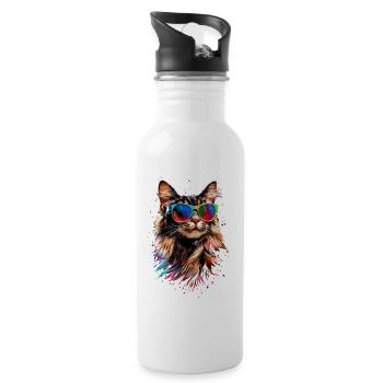 Maine Coon Cat Cat Mom Cat Maine Coon Cats - Water bottle with straw - white - Right