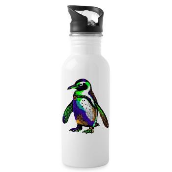 Pinguin - Trinkflasche mit integriertem Trinkhalm - Weiß - Rechts