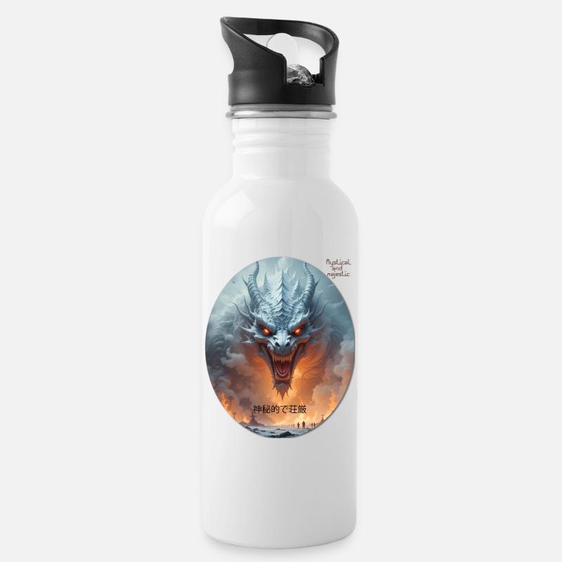 majestätischer mythischer Drache WING OF FIRES LEGEND - Trinkflasche mit integriertem Trinkhalm - Weiß