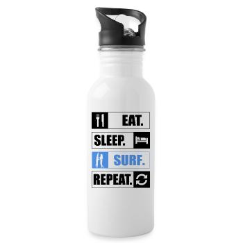 Eat Sleep Surf Repeat Surfen - Water bottle with straw - white - Right