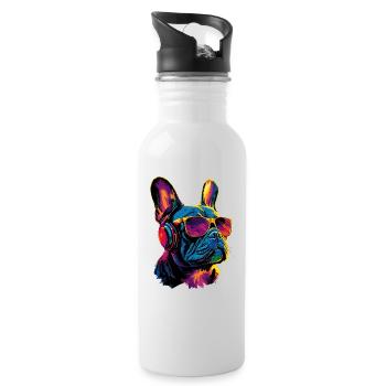 Bouledogue français motif chien dogue allemand Frenchie - Gourde avec paille intégrée - blanc - Droite