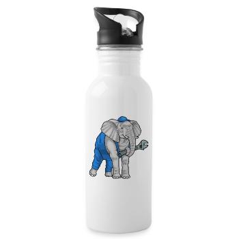 Atelier de clé mécanique pour éléphants - Gourde avec paille intégrée - blanc - Droite