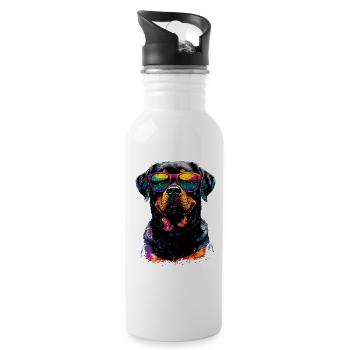 Rottweiler Dogs Love Proud Rottweiler Lovers - Water bottle with straw - white - Right