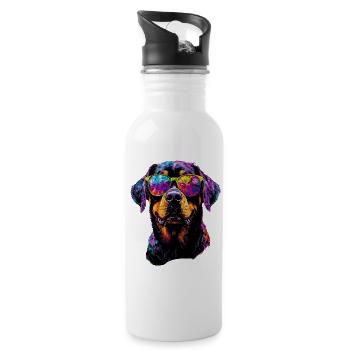 Rottweiler Dogs Love Proud Rottweiler Lovers - Water bottle with straw - white - Right