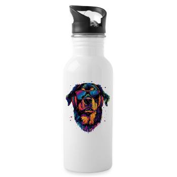 Rottweiler Dogs Love Proud Rottweiler Lovers - Water bottle with straw - white - Right