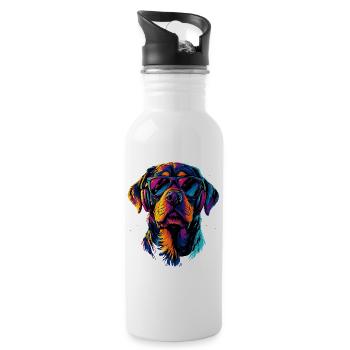 Rottweiler Dogs Love Proud Rottweiler Lovers - Water bottle with straw - white - Right