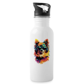 Zwergspitz Pommeraner Pom Süßer Deutscher Spitz - Trinkflasche mit integriertem Trinkhalm - Weiß - Rechts