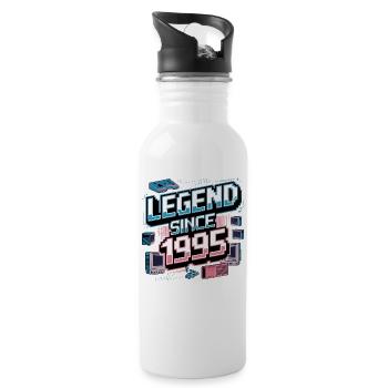 Legende seit 1995 Retro Geburtstagskunst - Trinkflasche mit integriertem Trinkhalm - Weiß - Rechts