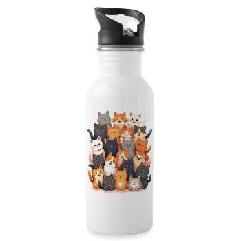 Happy Cats Family - Water bottle with straw - white - Right